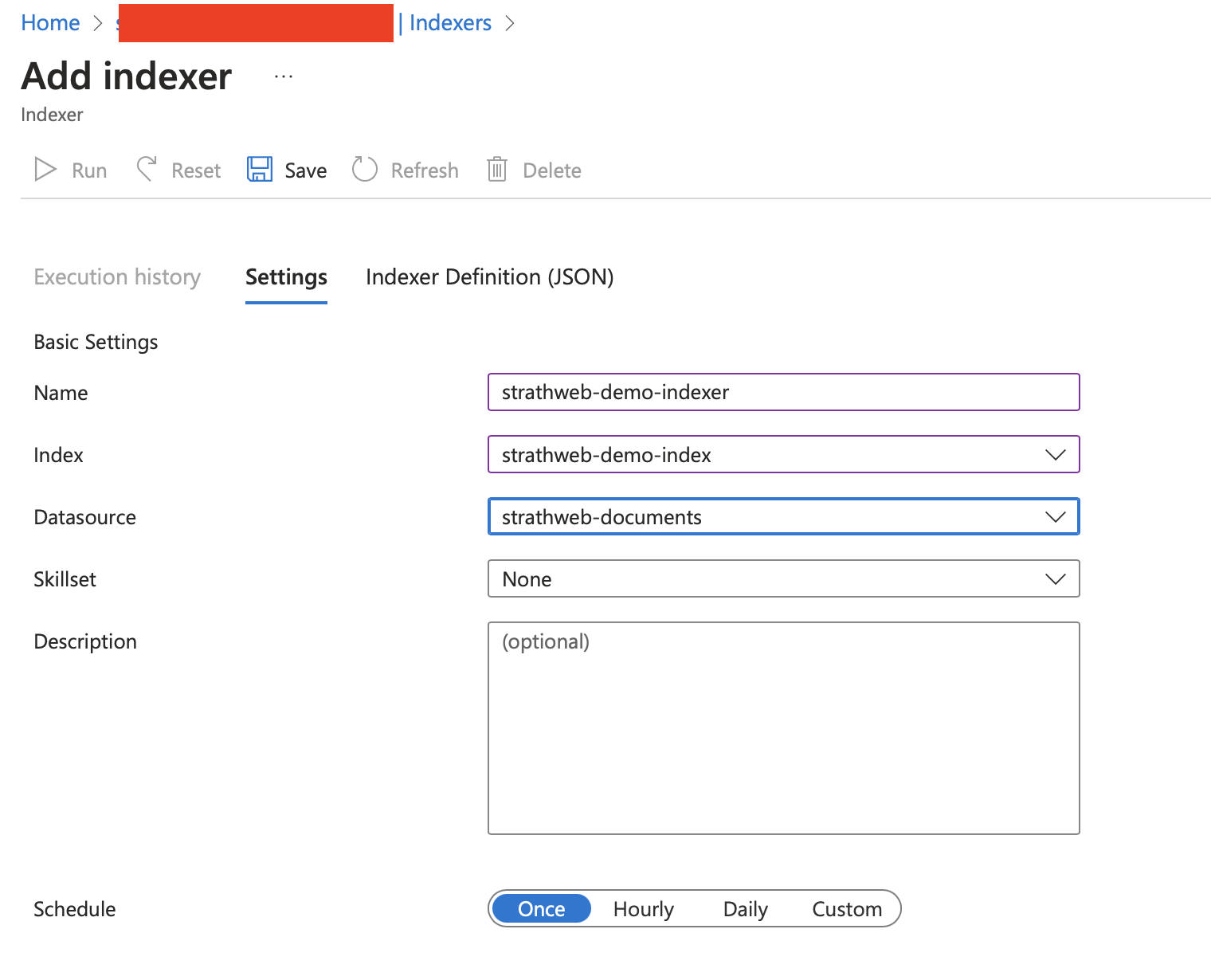Setting up an indexer for our data in Azure AI Search