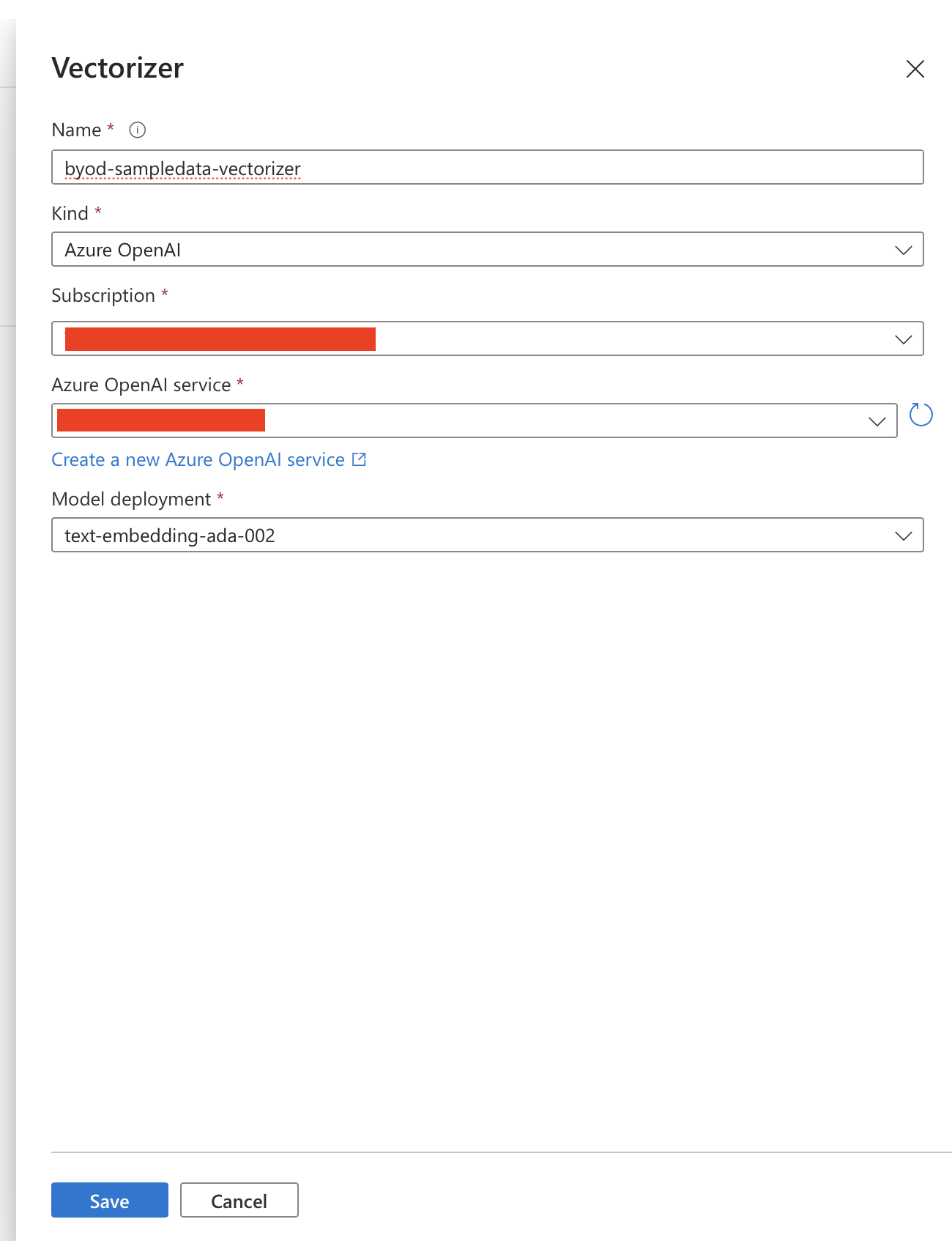 Creating a vectorizer in Azure AI Search